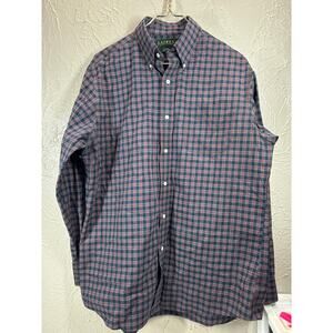 Lauren Ralph Lauren Plaid Men's Slim Fit Non Iron Size‎ Dress Shirt 16.5 34/35